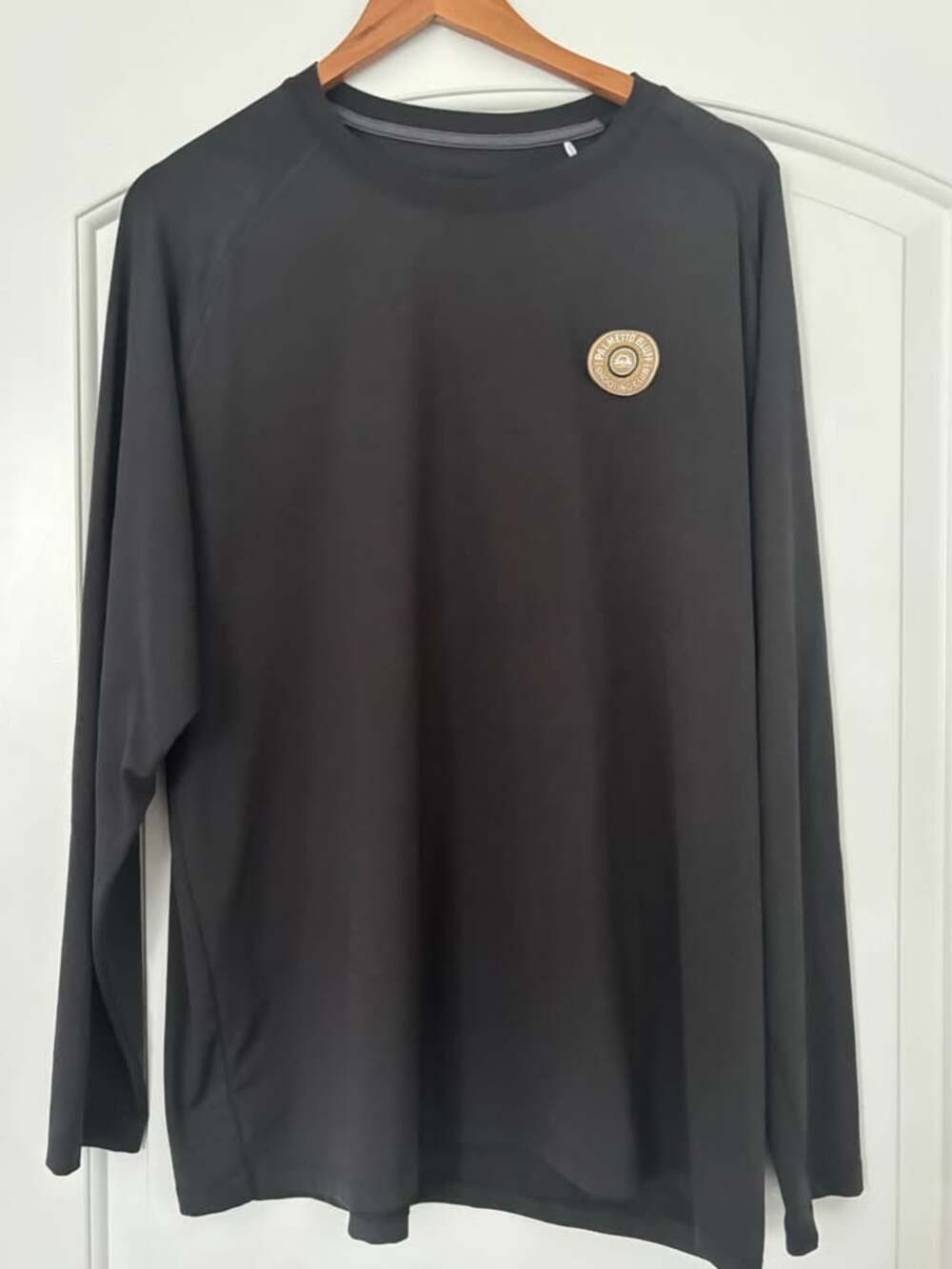 Peter Millar Men's Performance Long Sleeve Crewneck Shirt Black Palmetto Bluff S